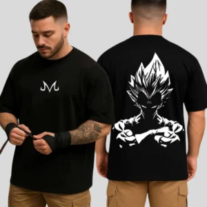 Camiseta Camisa Oversized Vegeta MajinBoo Musculação Premium 100% Algodão Streetwear Treino Academia